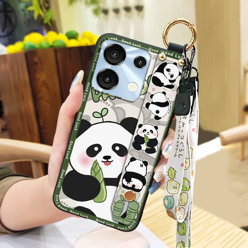 

Милый чехол для телефона с ремешком на запястье для UMIDIGI G9 5G/Note9 5G, кольцо, пылезащитная задняя крышка, мультяшный, противоударный, грязеотталкивающий, панда UMIDIGI G9 5G/Note9 5G