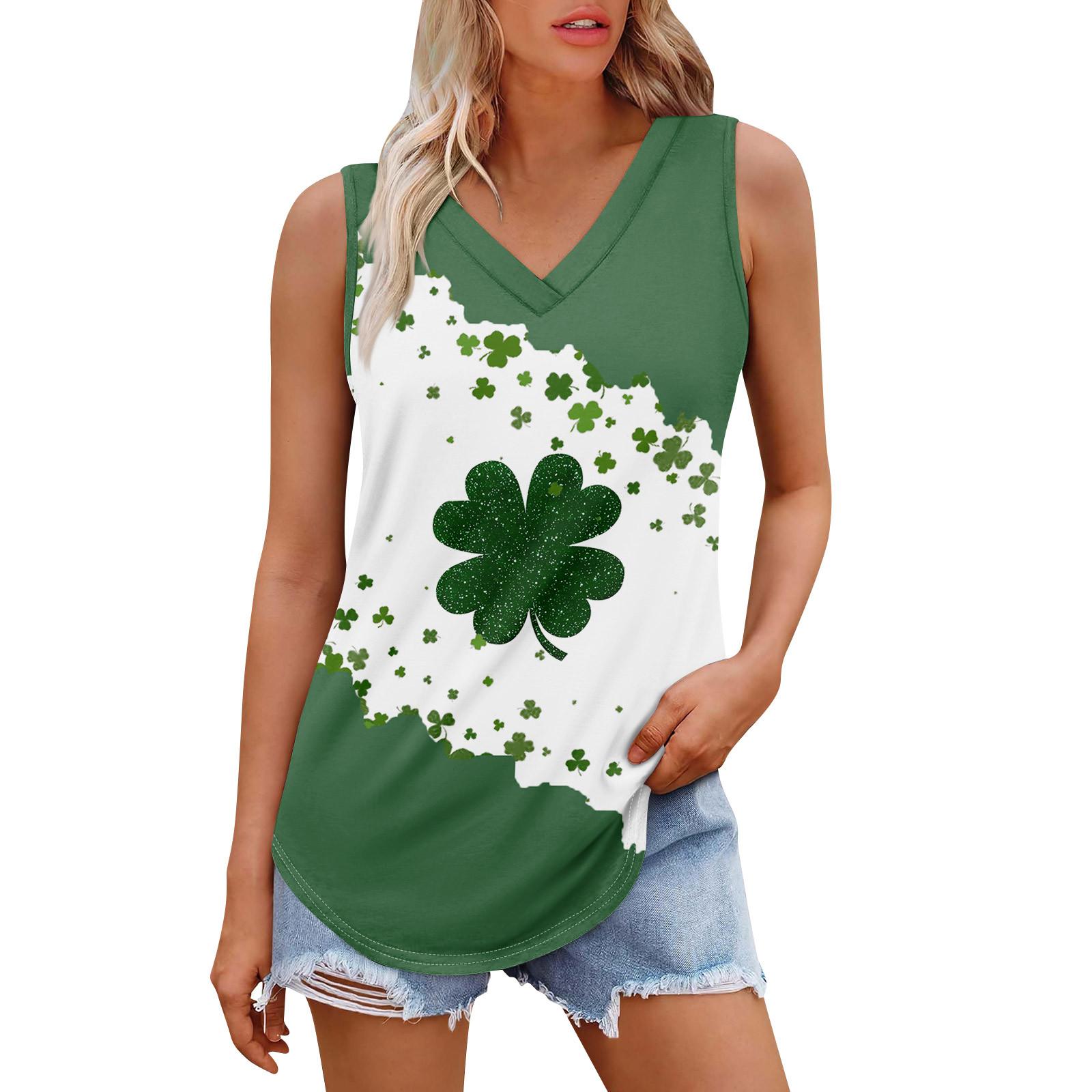 

Женская майка с V-образным вырезом для девочек. День Патрика Печать Повседневный Топ Майки Для Женщин Свободный Покрой Без Рукавов Топы Струящиеся M
