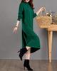 Herbst-Winter 2025 Lockerer Zopfmuster-Wollkleid