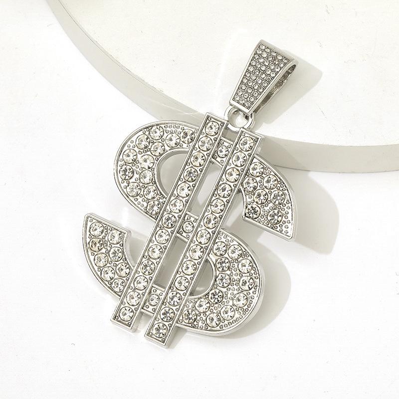 American Hip Hop Diamond Dollar Pendant with Cuban Chain