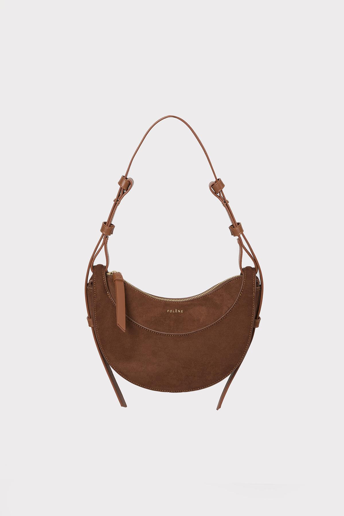 

Women s Bag Niche New Autumn and Winter Frosted Crescent Bag Armpit Bag Women s Shoulder Bag Saddle Bag with gift box коричневий