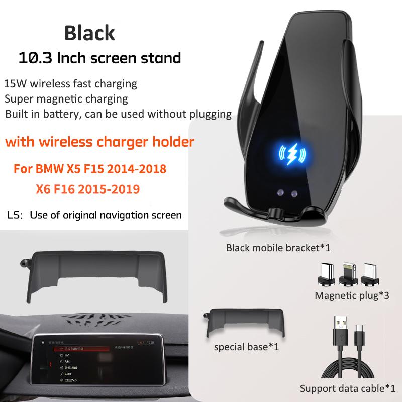 Car Phone Holder 15W Fast Charging Wireless Support  For BMW X5 F15 X6 F16 Mount Screen Mobile Phone