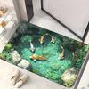 40*60cm, 60*90cm, 50*80cm, 80*120cm, 3D koi fish bath mat, flannel material, suitable for bathroom, bedroom, living room entrance, bathroom floor mat