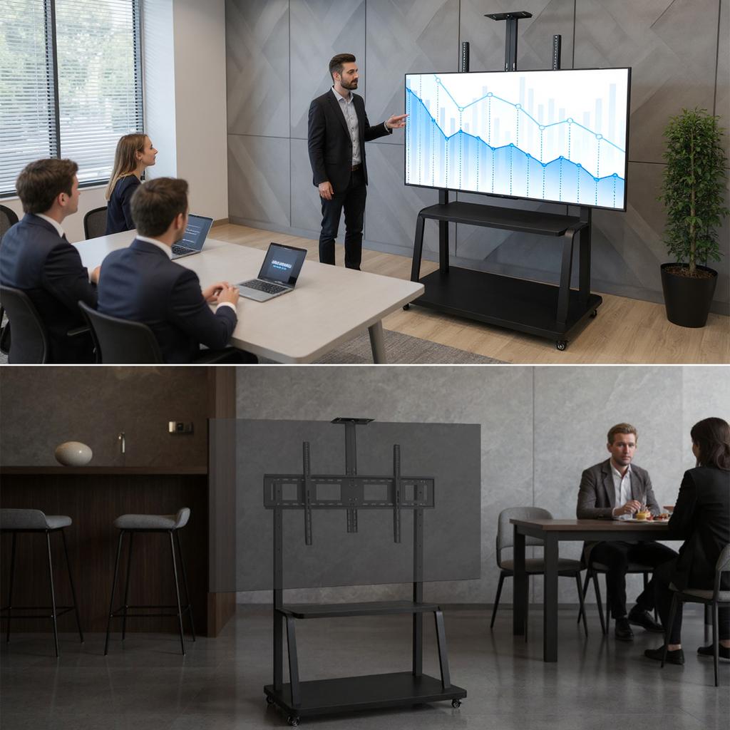 Floor Standing TV Support Shelf Removable With Wheels 50-120 Inches Screen TV Cart All-in-one TV Shelf 660-Pound Max Load