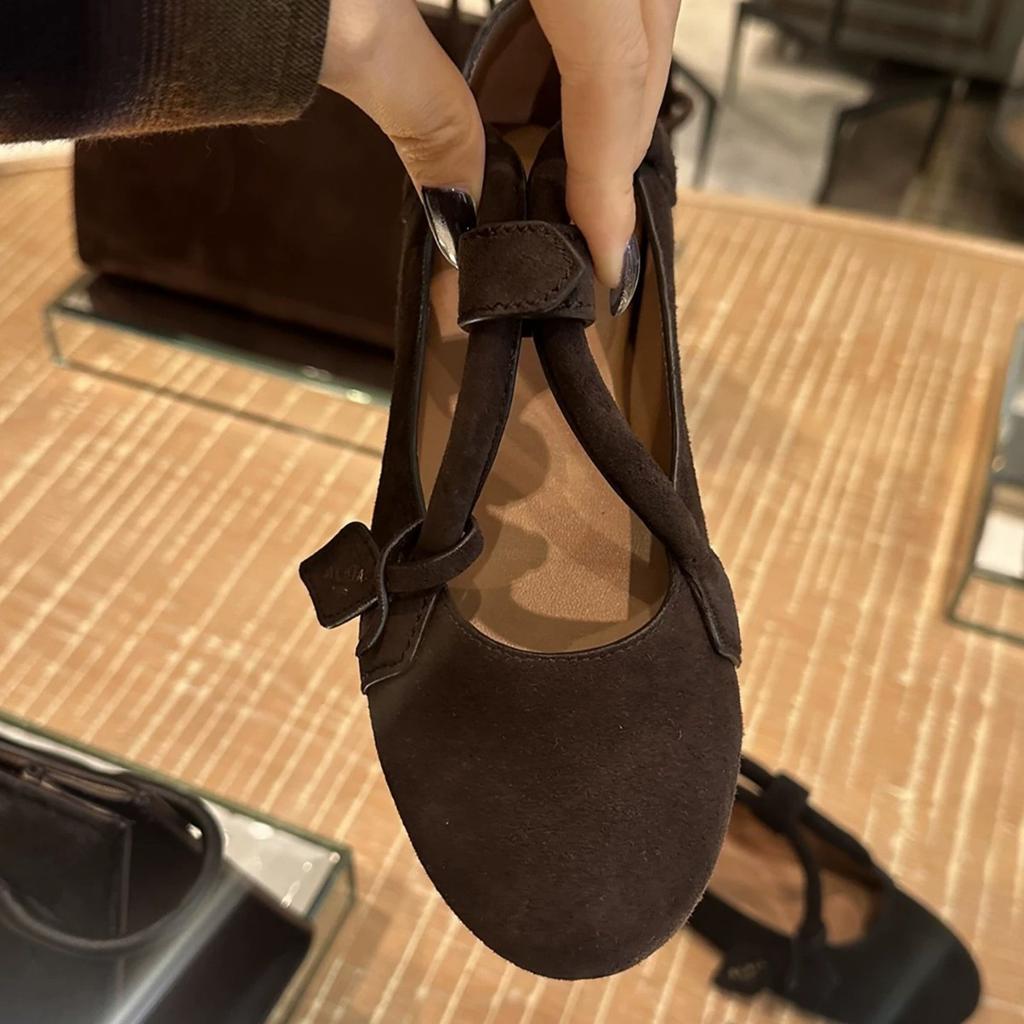 Sheepskin version~ niche simple style handbag shoes round head shallow mouth flat bottom Mary Jane single shoes women's autumn ballet shoes