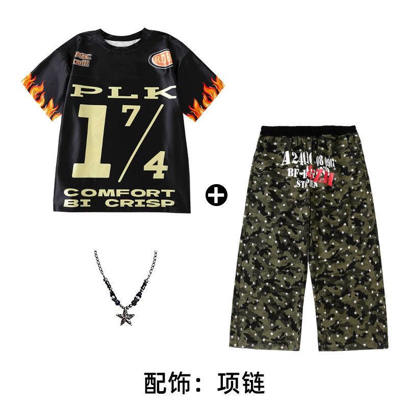 Kids Hip Hop Dance Pants Camo Print Loose Fit Streetwear Boys Girls Stage Performance