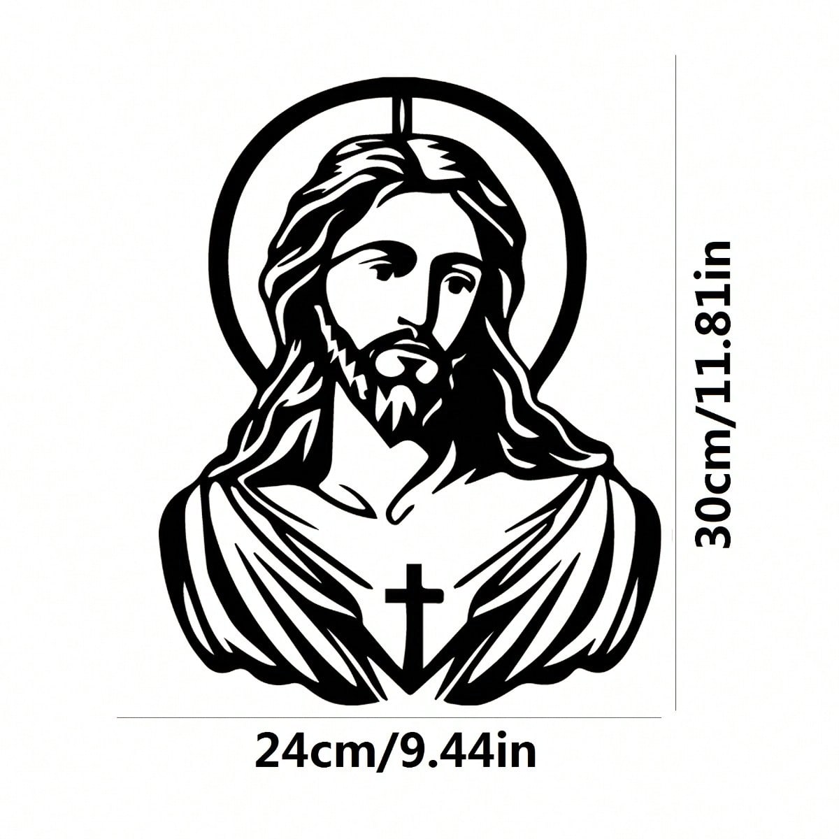 

Jesus Halo Metal Wall Art Christian Silhouette Decor Religious Wall Hangings for Home Church Gift 24x30