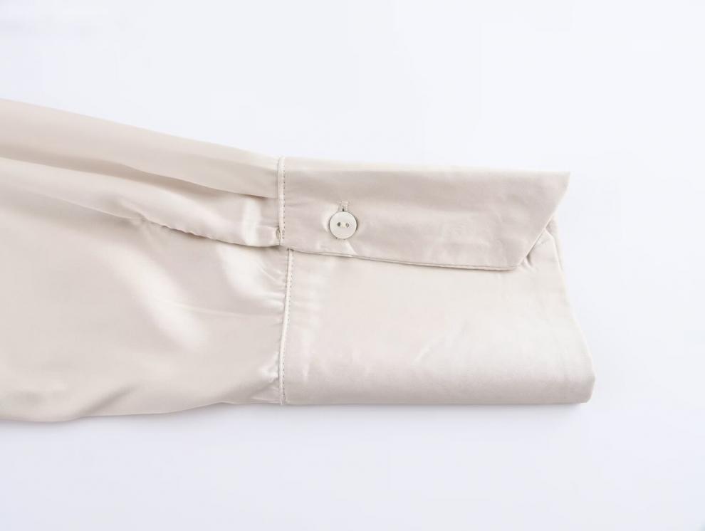 European & American High Street Style Silk Satin Long-Sleeve Shirt