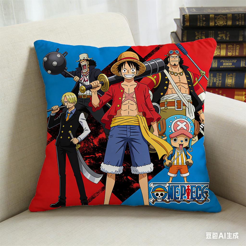 One Piece Pillow Cover Anime Fan Favorite Character Print Decorative Pillowcase for Bedroom Living Room and Anime Enthusiasts