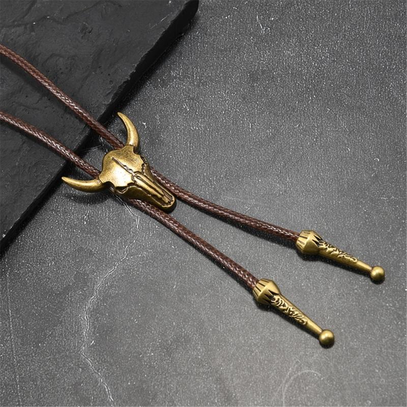 Multifunctional Cow Motif PU Leather Necklace Practical Alloy Detailing Unisex Stylish Jewelry For Daily Wear