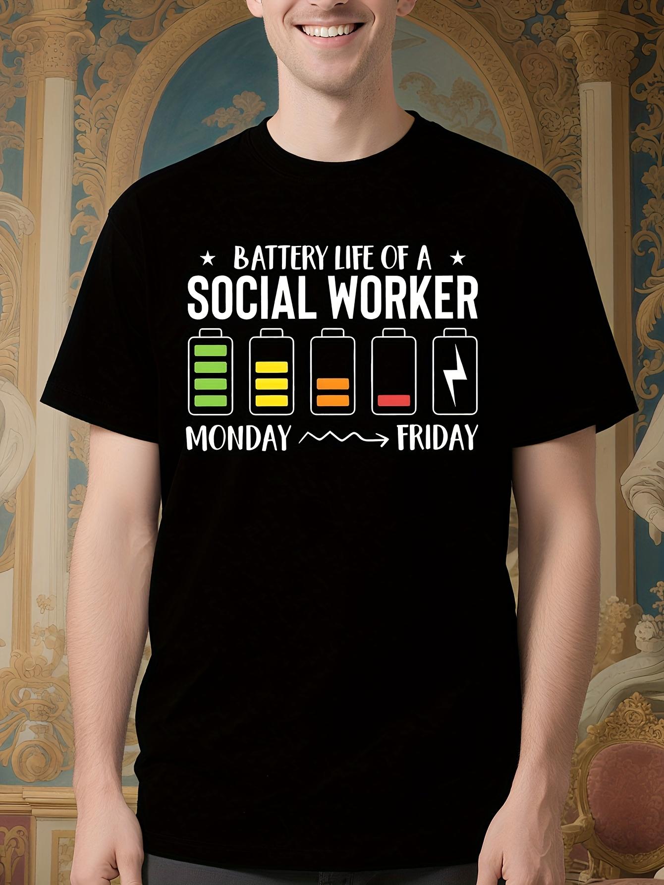 Funny Social Worker Apparel - Battery Life Graphic Tee - ... XXXL