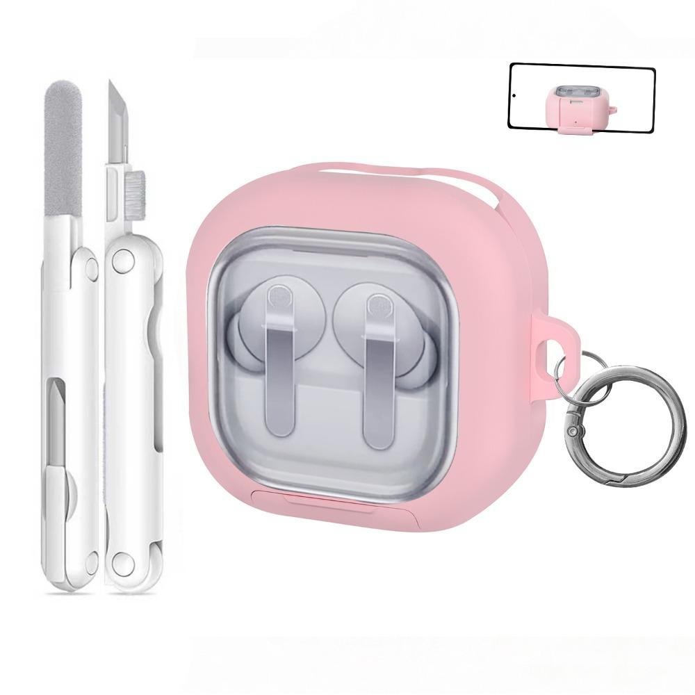 Transparent Earphone Case Silicone Full Cover Shell Protective Case Shockproof with Phone Stand for Samsung Galaxy Buds4/4pro