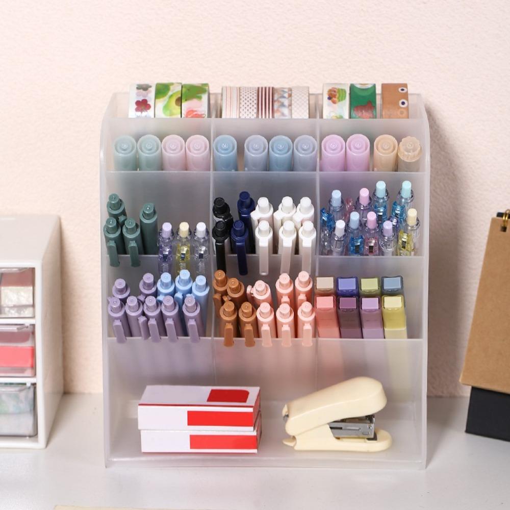 9 Compartment Pencil Display Holder Oblique Insertion Type Pen Holder Desk Organizer Bedroom