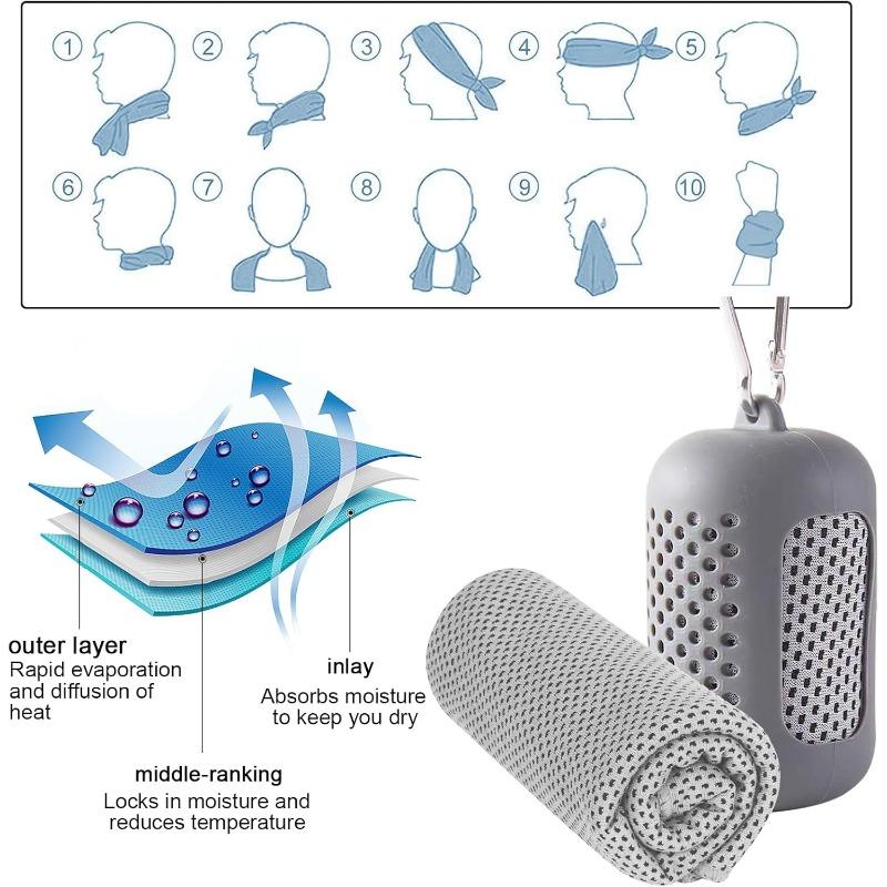 Cooling Towel Cold Towel Portable Quick Drying Circular Silicone Wrapped Polyester Fiber Towels Beach Accessories Sport Fitness