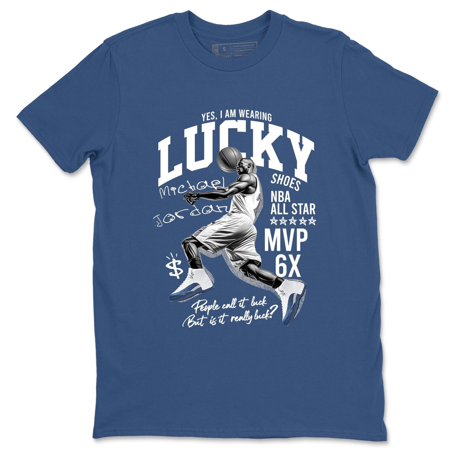 Lucky Player Graphic Tee. Streetwear Graphic T-Shirt. Matching 12s French Blue 3XL