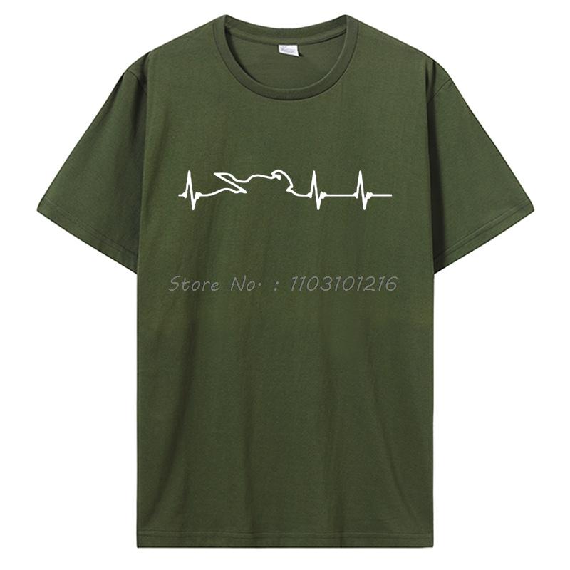 Heart Electrocardiogram Of Motorcycle Race Players T-shirt Summer Funny Cotton Male Oversized Tshirt Men's Clothing Tops