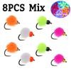 Glo Bug Egg Flies UV Fluorescent Beadhead Trout Salmon Steelhead Fly Fishing Lures, Egg Yarn Nymph Patterns for Freshwater Fishing