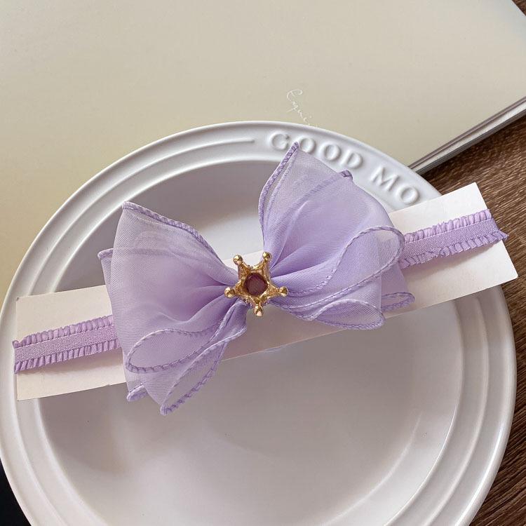 

Эластичная повязка для волос для девочек: 3D-бантик с короной из стразов