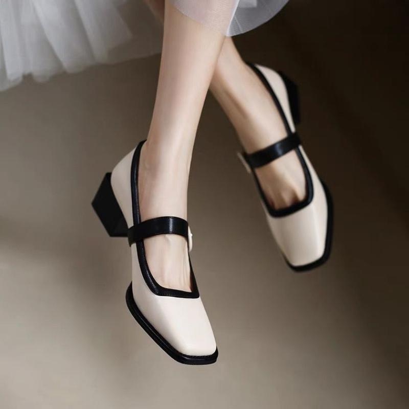 Women's Square Toe Shiny Leather Shallow-mouth Shoes Ladies Designer  New Simple Fashion Large Size Women's Shoes