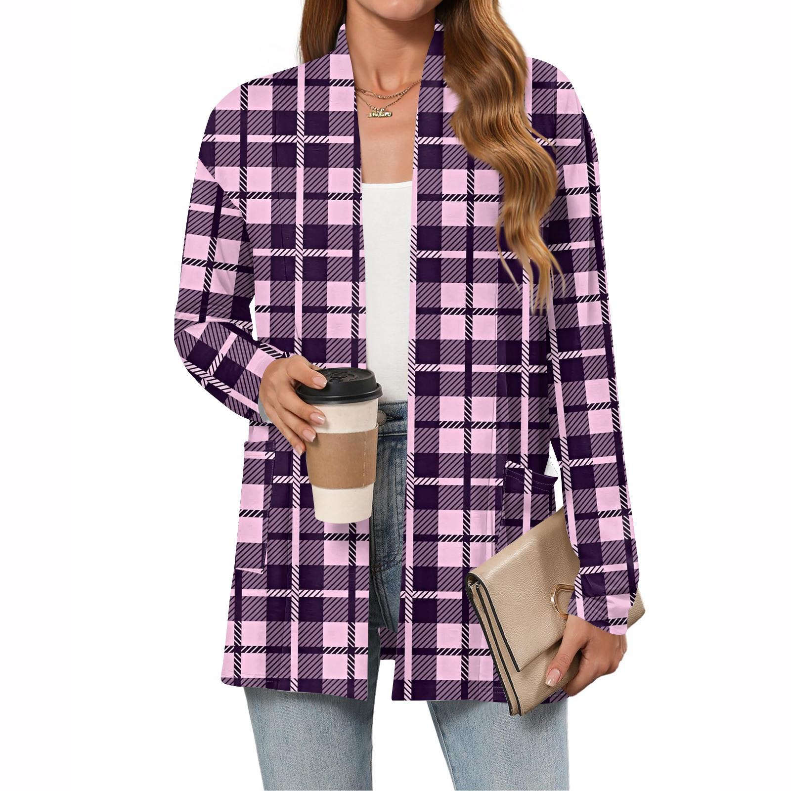 

Women s Christmas Printed Lightweight Cardigan Long Sleeved Casual Loose Thin Fit With Pockets Cardigan Jacket XL розовый