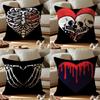Cool Skull Heart Print Cushion Cover Anti-dustmite Pillowcase Invisible Zipper Silky Short Plush Sofa Cushion Cover