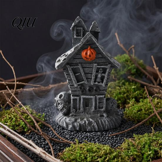 Skull Ornaments For Halloween Haunted House Ornament, Resin Miniature, Dark Shape Miniature Scene Decor with Elements Desktop Decoration for