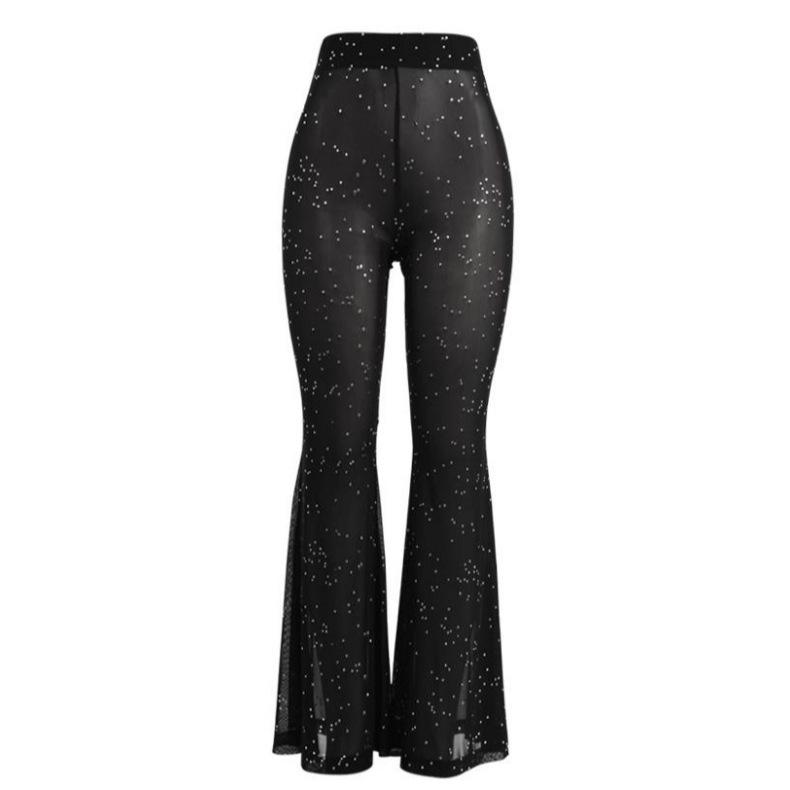 Sexy durchsichtige Netz Schlaghose Sommerhose - Damen Casual Heißfolienprägung Design