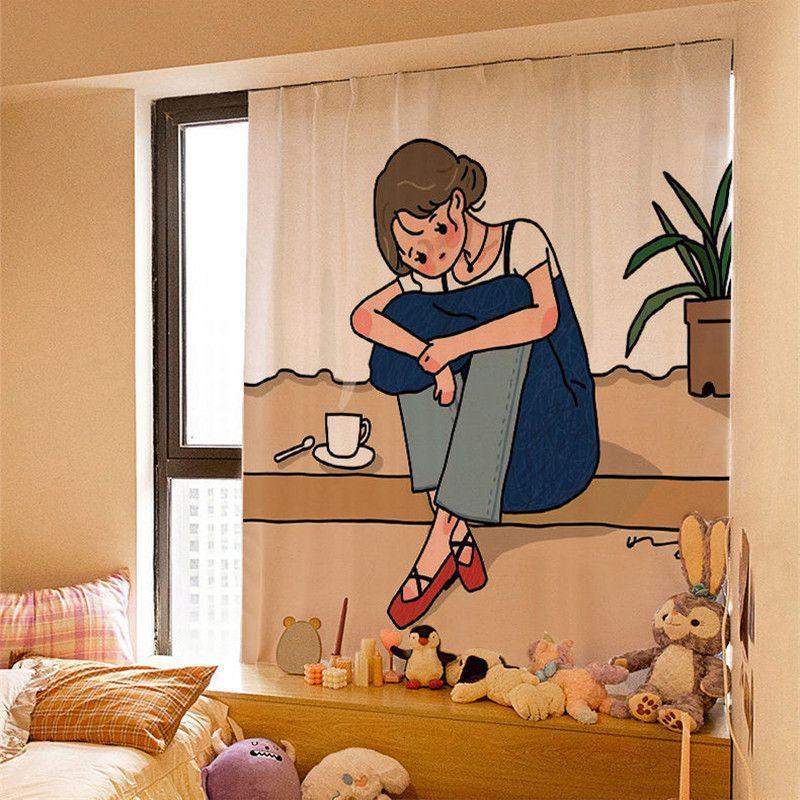 Curtain Window Velcro Self Adhesive Blackout Drapes Home Bedroom Ins Decorative