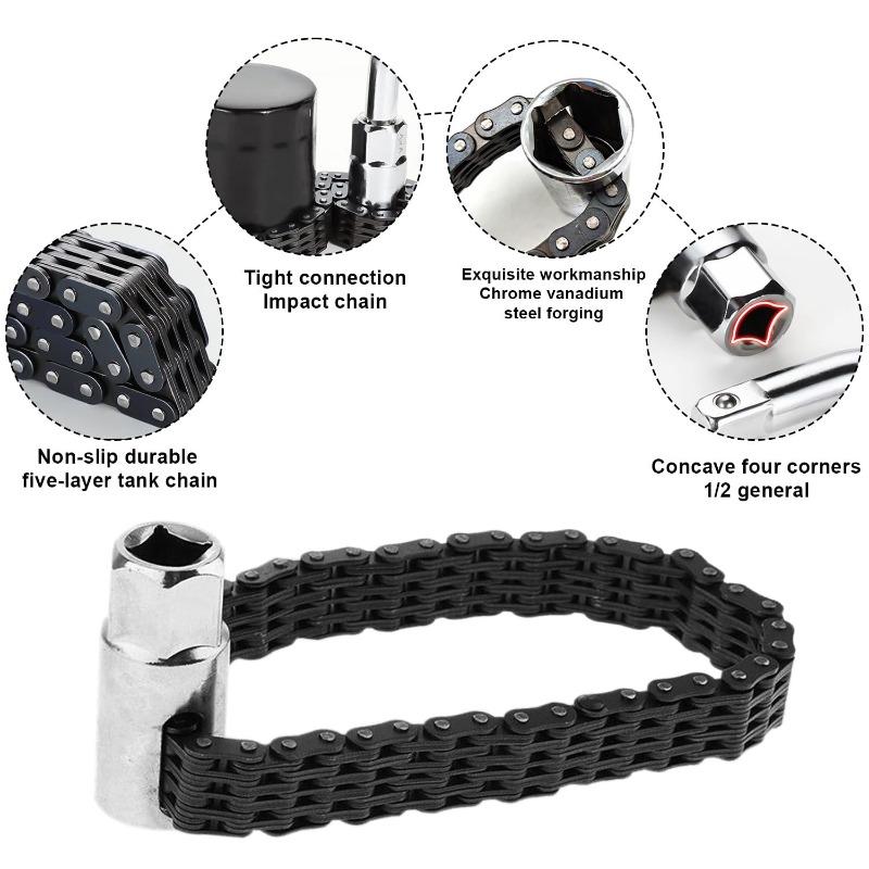 1Piece of 52 Section 14mm Double Chain Socket Type Oil Filter Wrench, Heavy-duty Oil Filter Wrench, Maintenance Tool 2025 Hot
