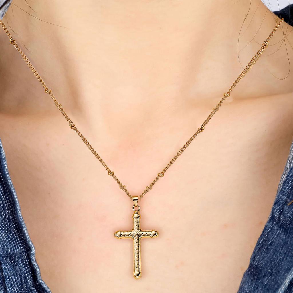 Practical Crosses Pendant Charm Jewelry Copper Craftsmanship with Adjustable Chain for Comfortable Daily Wear