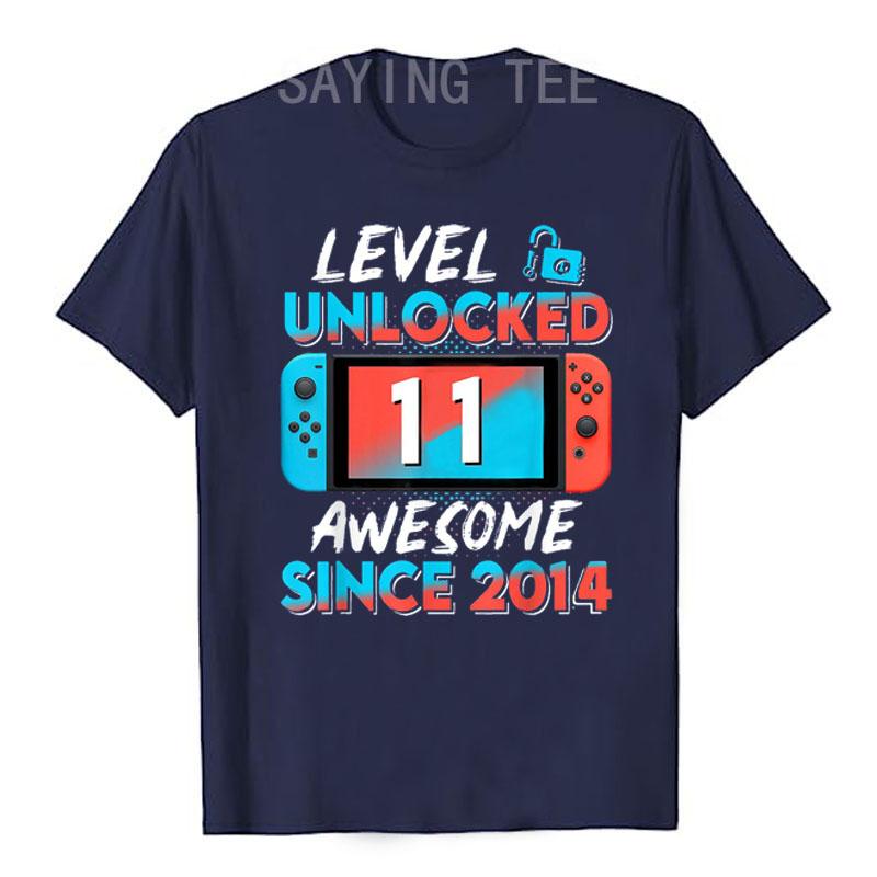 11 Years Old Clothes 11th Birthday Sons Gifts Gamer T-Shirt Level 11 Unlocked Awesome Since 2014 Gaming Controller Saying Tee
