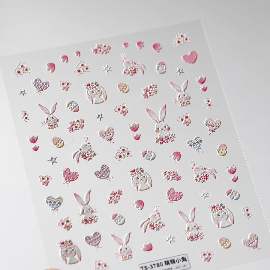 

TS-3780 Милые наклейки для ногтей в виде маленьких кроликов, самоклеящиеся, матовые ферритовые, от TENSOR