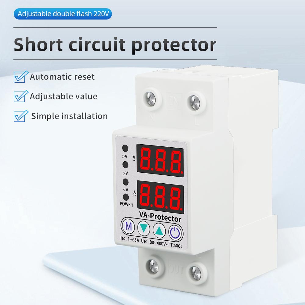 Adjustable Dual Flash 220V Short Circuit Protector 40A 63A 63A Magnetic Voltage and Under Voltage Protective Device Protector