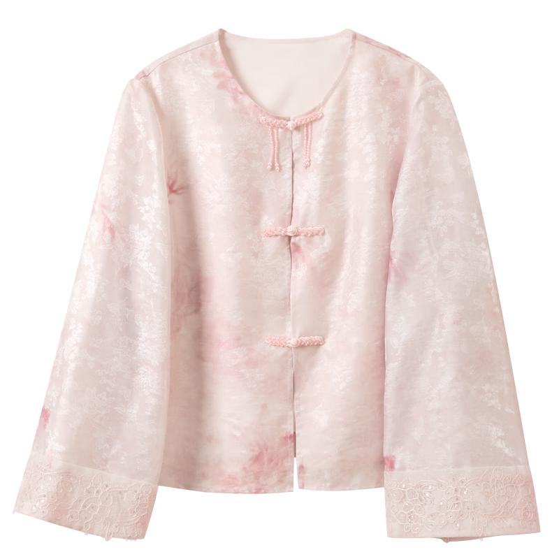 Sancai Floating Light Flower Shadow Jacquard Cardigan L