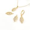 3D Cat's Eye Leaf Pendant with Gold Plating and Zircon for DIY Necklace and Earrings