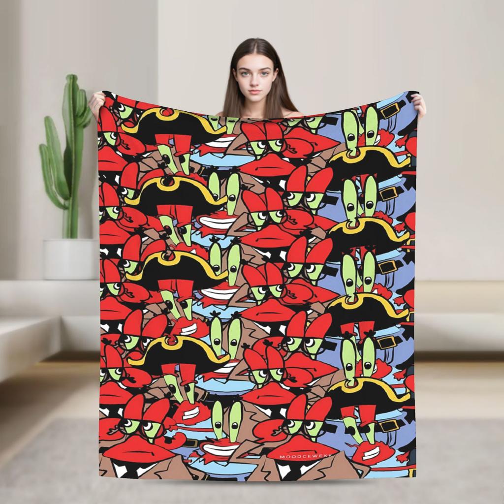 Soft Blanket Children Camping SpongeBobs Bikini Bottom Scene Throw Blanket Flannel Bedspread For Home Decor Sofa Bed Cover