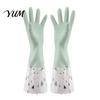 Waterproof Cleaning Gloves for Winter Long Sleeves Dishwashing Gloves, Thick Fleece Lining Non-Slip Silicone Reusable Rubber Housework Kitchen Laundry