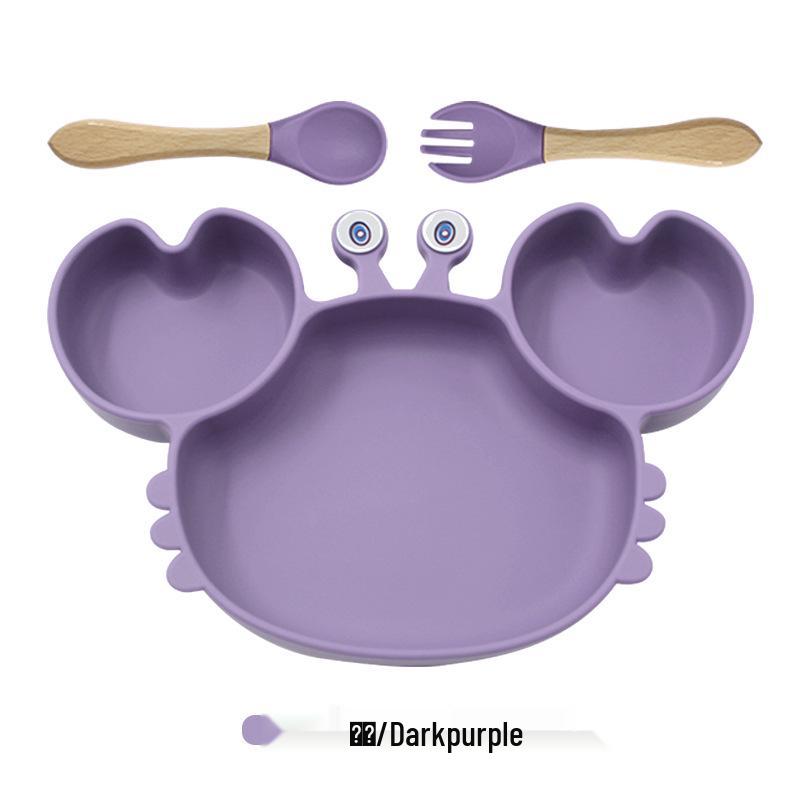 Silicone Suction Crab Plate: Divided Baby Tableware for Feeding & Weaning