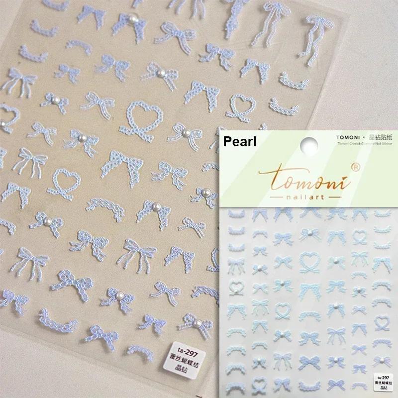5D Sparkle Clear Diamonds Colorful Thin Little Bow Tie Bowknot Adhesive Nail Art Stickers Decals Manicure Ornaments Suppliers