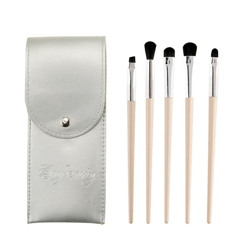 New Makeup Brush 5 Soft-bristled Eye Shadow Set Concealer Brush Eyebrow Brush Blending Highlight Brush Leather Bag