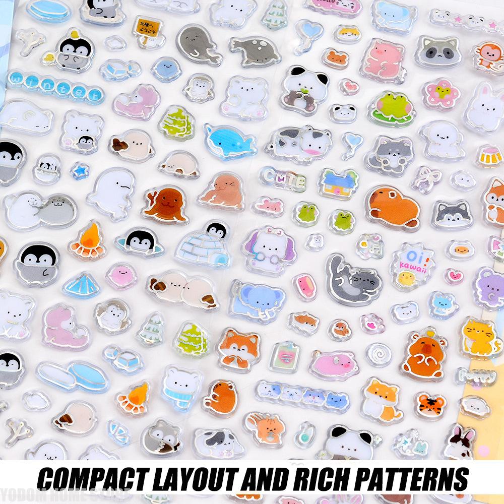 4pcs Cute Animal Stickers with Laser Diamond Edge for Scrapbooking Craft Supplies Material Kids Girls Gift