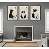 3Pcs Vintage Japanese Cat Wall Art Cute Funny Japanese Black Cat Canvas Paintings Japanese Matsumoto Hoji Prints Neutral Wall Decor Cat Pictures