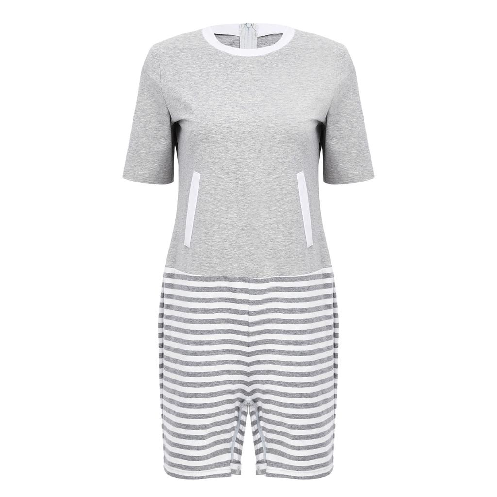 Tuta adattiva da donna per anziani con cerniera posteriore cerniera all'inguine Color Blocking Anti-strappo Tuta intera Bodysuit Alzheimer