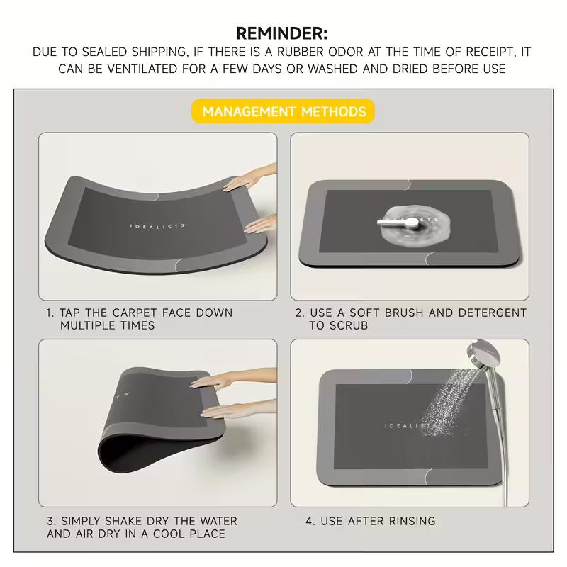 60*90cm Non-Slip Bathroom Absorbent Diatomite Mat, Soft and Super High Quality Quick-Dry Shower Rug