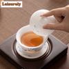 150ml Eisjade Handbemalte Lotus Gaiwan Traditionelle Teeterrine Teeschale mit Deckel Set Teezubereitung Deckelschale Trinkgeschirr Sammlung