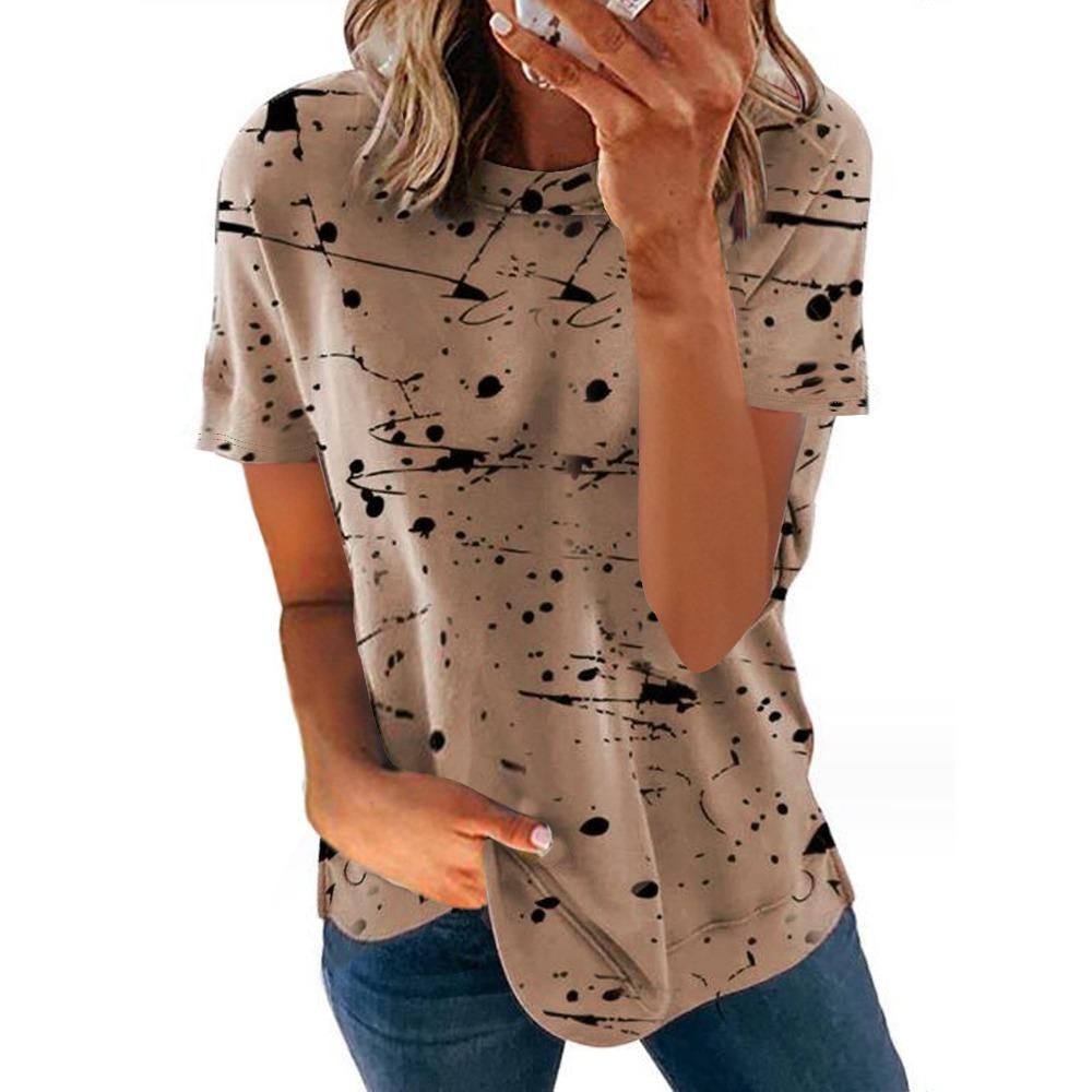 HNXC Women's Fashion Casual Summer Short Sleeve O-Neck Blouses & Shirts