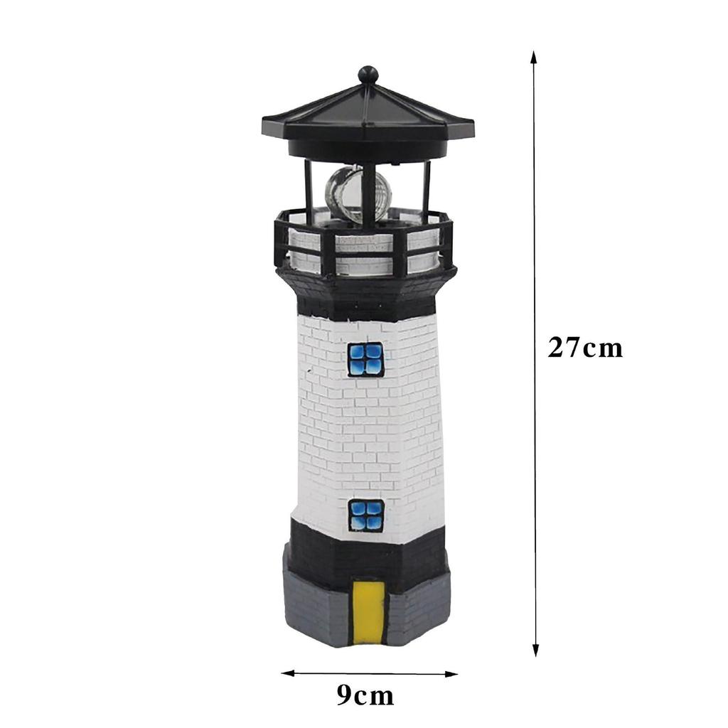 Solar Rotating Lighthouse Resin Garden Ornament