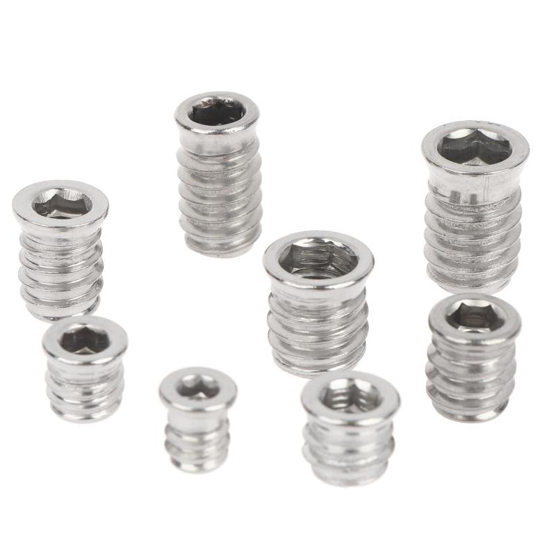 Hex Socket Insert Nuts 10pcs Threaded Embedded Fasteners Heavy Duty Hardware for Woodworking Cabinet Furniture Installation