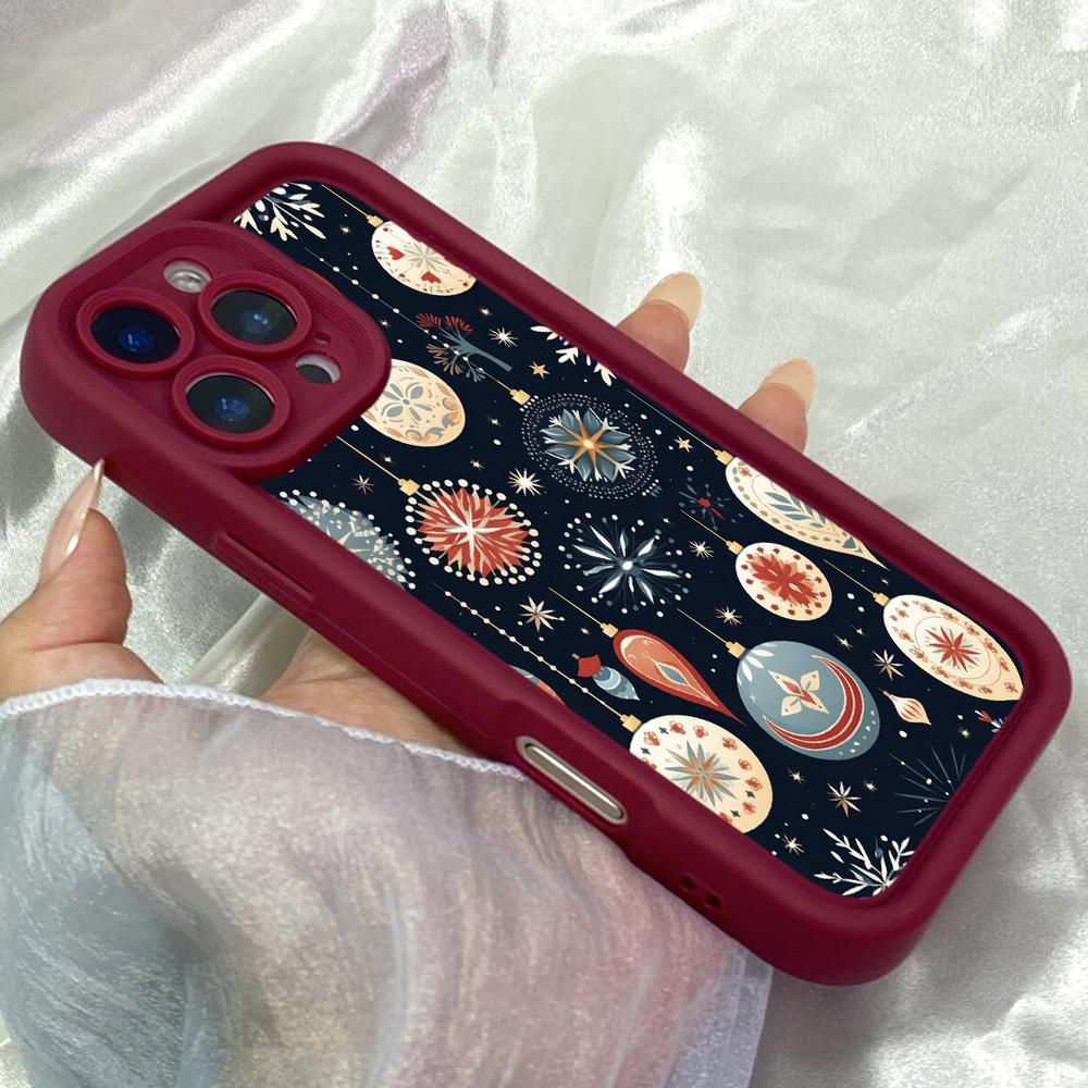 JT250 Folk Art Christmas Design for iPhone 17 16 15 14 13 Pro Max Samsung S26 S25 Ultra A17 A16 A07 A56 A36 A15 Xiaomi 15T Redmi 15c Note 14 Soft Case
