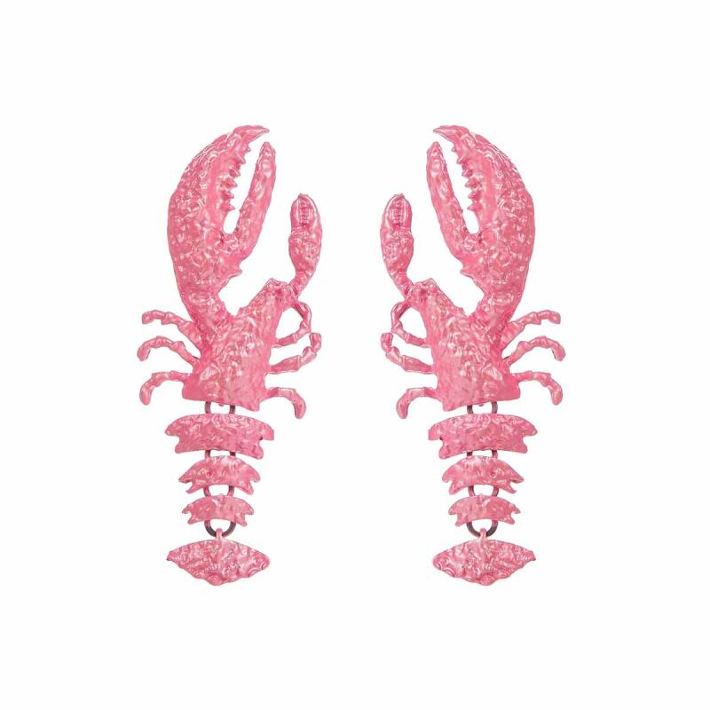 Exaggerated Multi-Color Baked Paint Crayfish Earrings for Women Ladies New Beach Vacation Pendant Earrings Jewelry Accessories